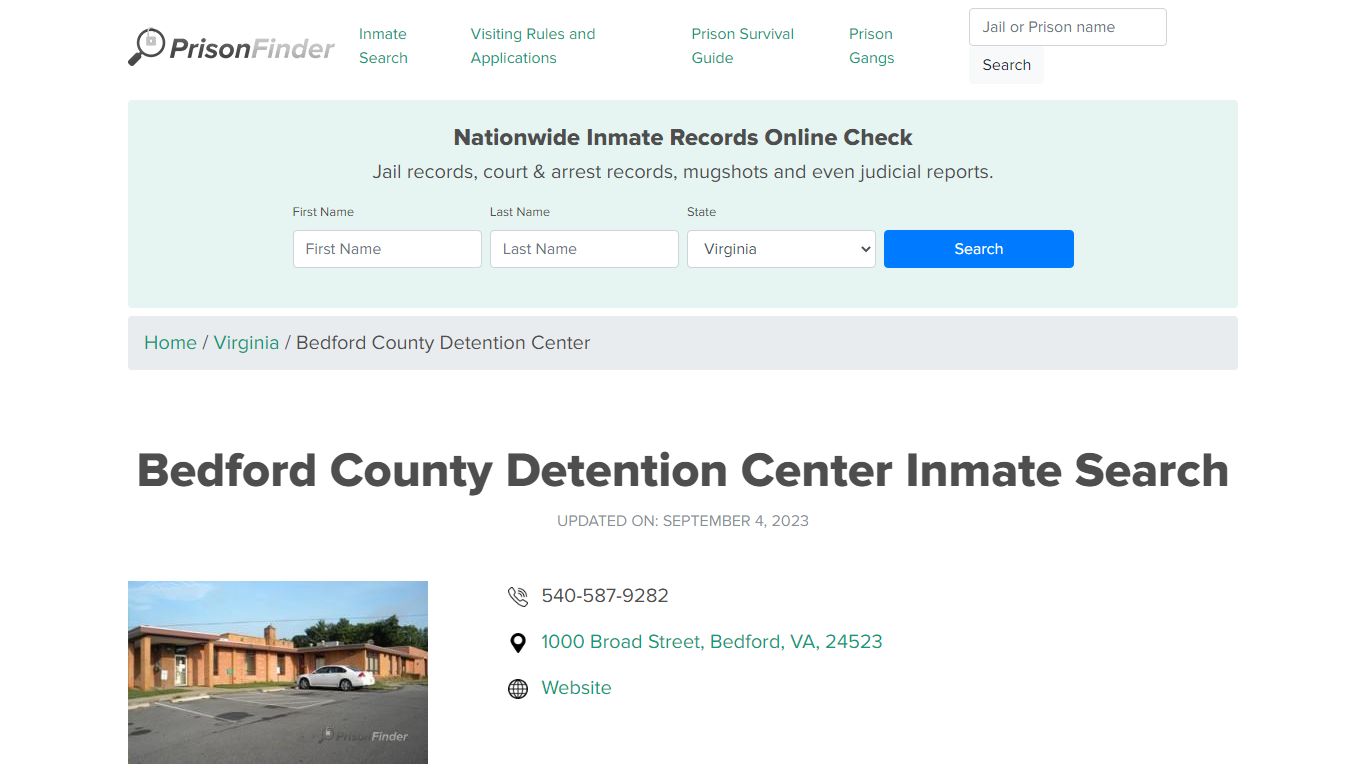 Bedford County Detention Center Inmate Search - Prisonfinder.org